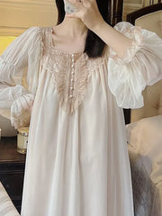 Cyflymder  Pure Cotton Ruffles Vintage Nightgowns Women Robe Nightie Long Dress Victorian Romantic Princess Sleepwear Nightdress Homewear