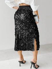 Cyflymder  Sequin Elegant Skirt for Women's Elastic High Waist Pencil Skirt Party Club Casual Evening Cocktail Fashion Sparkly Skirts