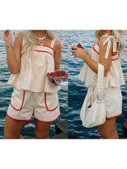 Cyflymder  Women s Stylish 2 Piece Set Sleeveless Crop Top and High Waisted Shorts Matching Outfit for Summer Lounging