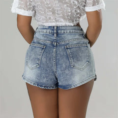 Cyflymder  Women Front Single-breasted Patchwork Denim Skirt Back Ultra Short Shorts Half-body Dress Three Quarter Pants Casual Streetwear