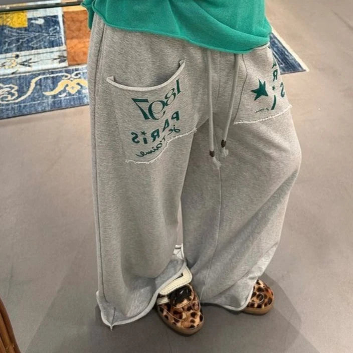 Cyflymder  Harajuku Letter Printing Casual Wide Leg Trousers Autumn Vintage Grunge Loose Pant Y2k Aesthetic Women Pocket Straight Pants