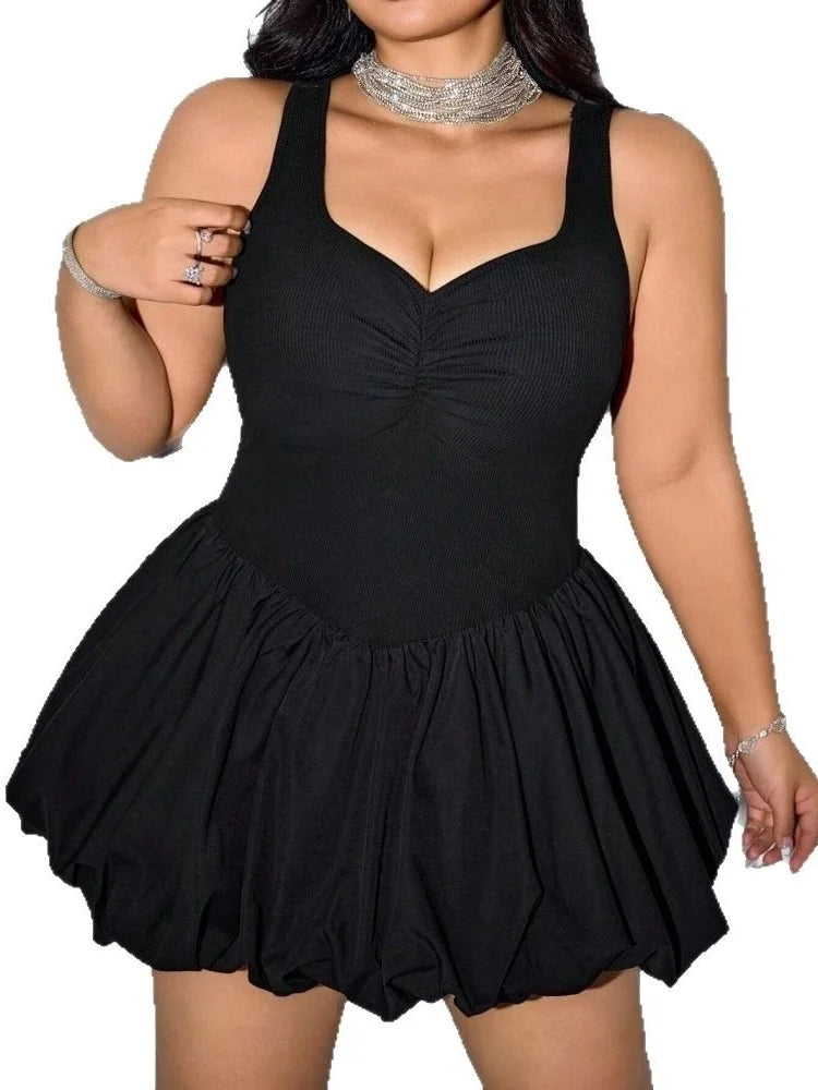 Cyflymder  Plus Size Women Dresses Sexy Party Dress New Style Mini Dress Sleeveless  High Waist Bodycon Mini Dress