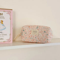 Cyflymder  Retro Aesthetic Floral Pencil Case for Kids Girl Corduroy Flower Series Stationery Organizer Large Capacity Pen Bag Student