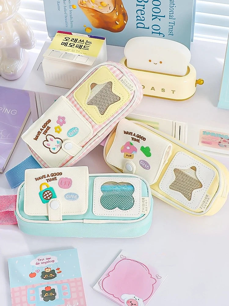 Cyflymder  New Kawaii Detachable Card Pen Organizer Large Capacity Pencil Case for School Ins Aesthetic Stationery Bag Back To School