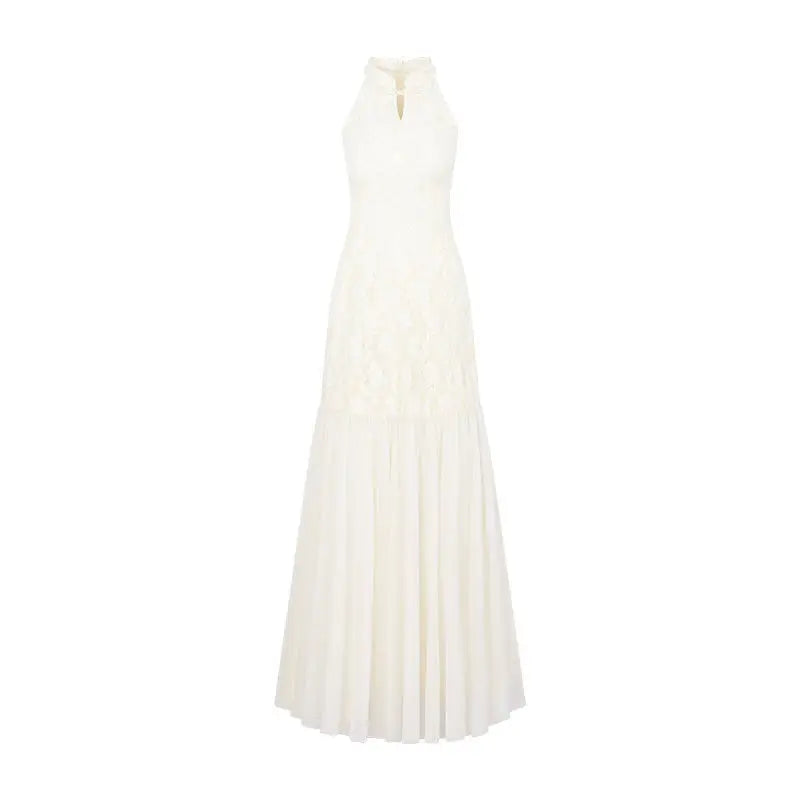 Cyflymder  Chinese Style Jacquard Cheongsam Women Spring Halter Dress