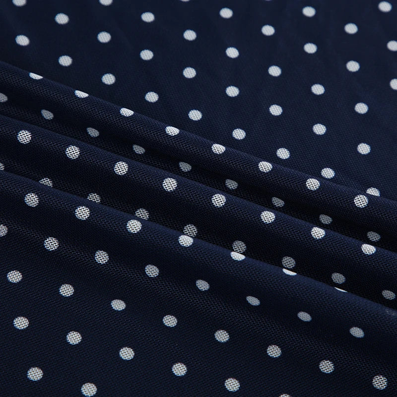 Cyflymder  Casual Dot Printed Mesh Skirts See Through Slim Mid-Waisted Straight Skirts Women 2025 Summer Fashion Holiday Streetwear