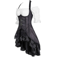 Cyflymder  Steampunk Corset Skirt Blouse Halter Striped Underbust Bustiers Gothic Bustier Corsette Halloween Party Outfits Carnival Costume