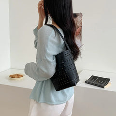 Cyflymder  Hollow Bucket bag for women handbag small Famous Brands PU leather female shoulder bag Ladies Totes Bag bolsa feminina