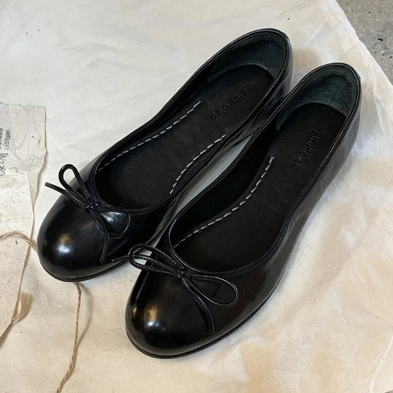 Cyflymder  New Spring  Autumn Concise Fashion Flat Shoes Women Shallow Comfort Retro Bowknot Elegant Ballet Flats Women Zapatos De Mujer