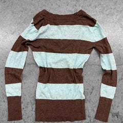 Cyflymder  Cute Fashion Stripes Sweet Slim emo Y2K Woman Sweater Lovely Female Maiden Pullover Aesthetic Knitwear Harajuku Classic Clothing