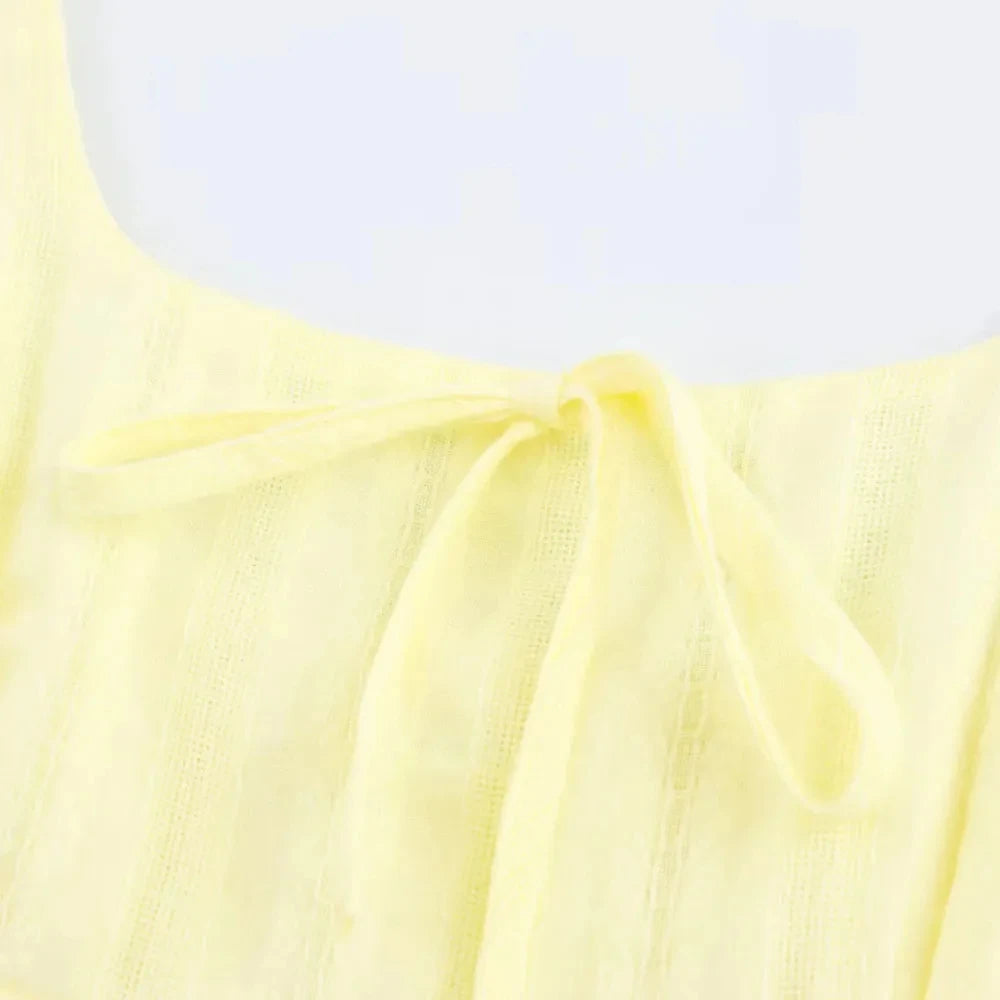 Cyflymder  Elegant Long Dress For Women Lace Up Sleeveless Square Neck Dresses 2025 New Summer Chic Casual Simple Vacation Beach Midi Dress