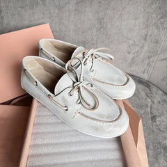 Cyflymder   Women's Loafers Autumn and Winter New Bow Shallow Mouth Sailing Shoes Women's Casual Retro Brown Lace-up Loafers Flat Shoes