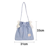 Cyflymder Handbag For Women Cute Drawstring bow tie Shoulder Bag Large Capacity Nylon Girl Shopping Tote Bag Harajuku Korean style Bag