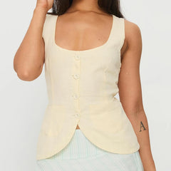Cyflymder  Women Elegant Vintage Tank Top Button Down Sleeveless Shirt Vest Square Neck Slim Fit Crop Tops Going Out Workwear