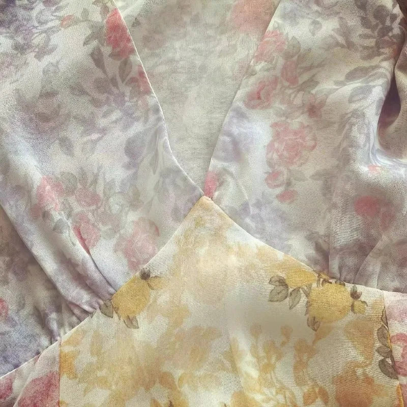 Cyflymder  floral short sleeve dress women ruffled mini summer dress cute ladies dresses bow tied front sexy dress for women