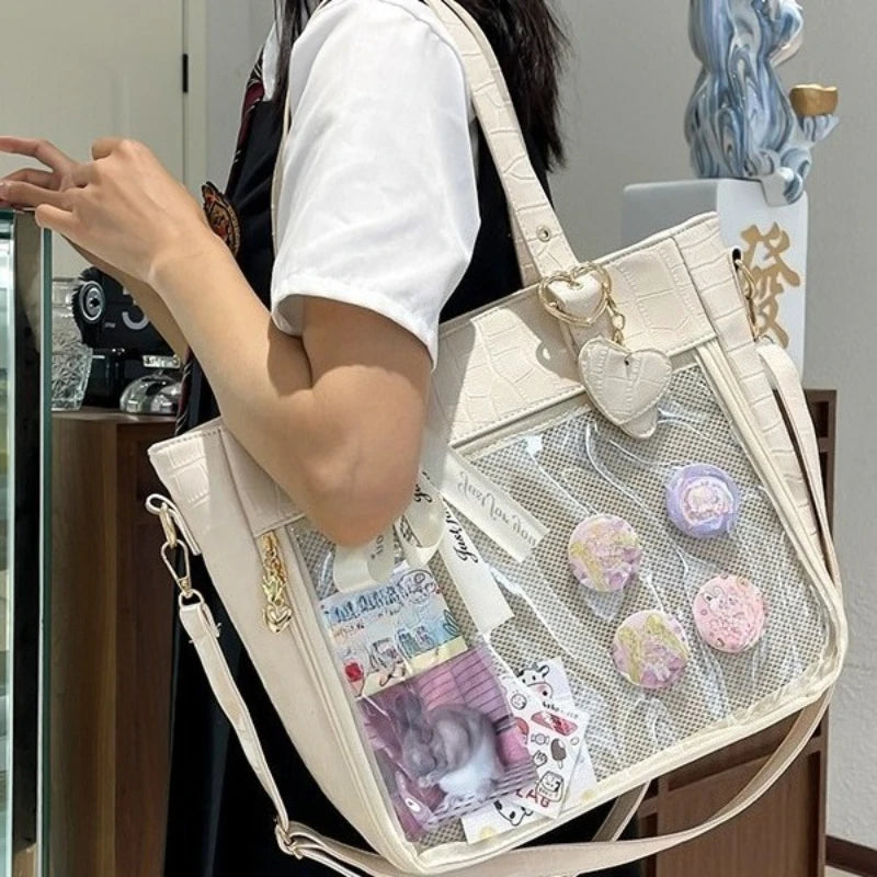 Cyflymder  Streetwear Y2k Aesthetic Shoulder Handbags 2025 Vintage High-capacity Women Crossbody Ita Bag Japanese Jk Transparent Tote Bags