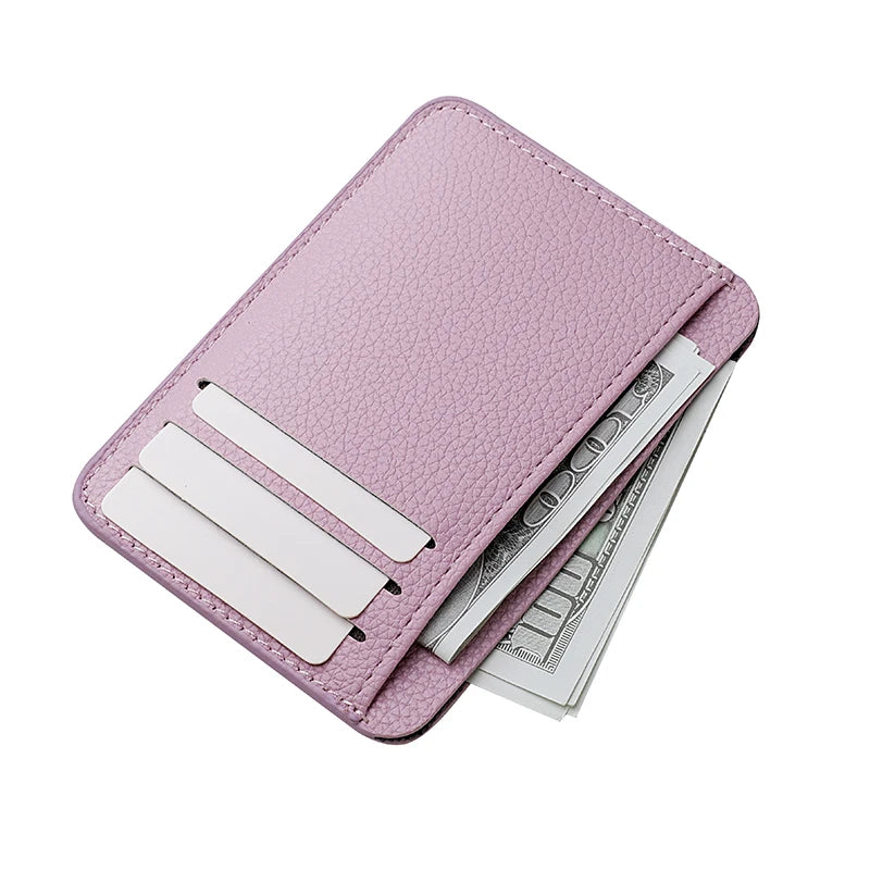 Cyflymder 1Pc New Ultra-thin Soft Wallet PU Leather Mini Credit Card Wallet Candy Color Bank Credit Card Box Female Male Business Card Set