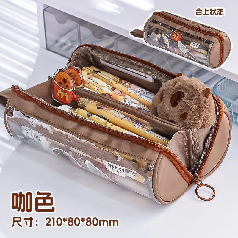 Cyflymder  1 Piece Creative Style Simplicity Pencil Case Cute Candy Color Series Pencil Pouch High Capacity Transparent Stationery Bag
