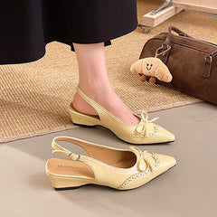 Cyflymder  Summer Fashion Bowknot Sandal Leisure Pointed Toe Women's Shoes Shallow Shoes Comfortable Boutique Shoes Baotou Sandal 9075