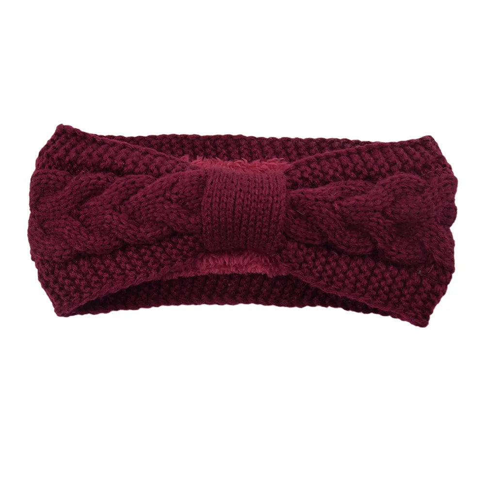 Cyflymder Winter Knitted Headbands for Women Warm Woolen Knitting Ear Warmer Cross Knot Turban Headwear Girls Hair Band Hair Accessories