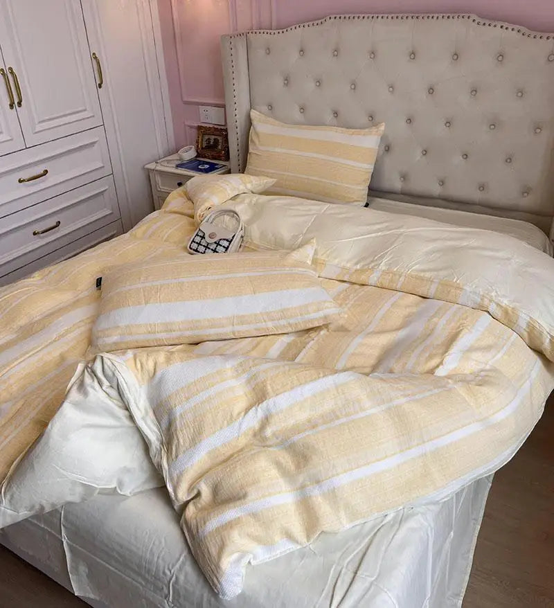 Cyflymder  Class A 60S Pure Cotton Bedding Sets Jacquard Cotton Skin Friendly Comforter Set Girl Style Duvet Cover Set for Queen King Size