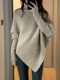 Cyflymder Winter Turtlenecks Women Korean Irregular Knitted Sweater Female Warm Solid Color Pullovers Lady Casual Loose Long Sleeve Jumper