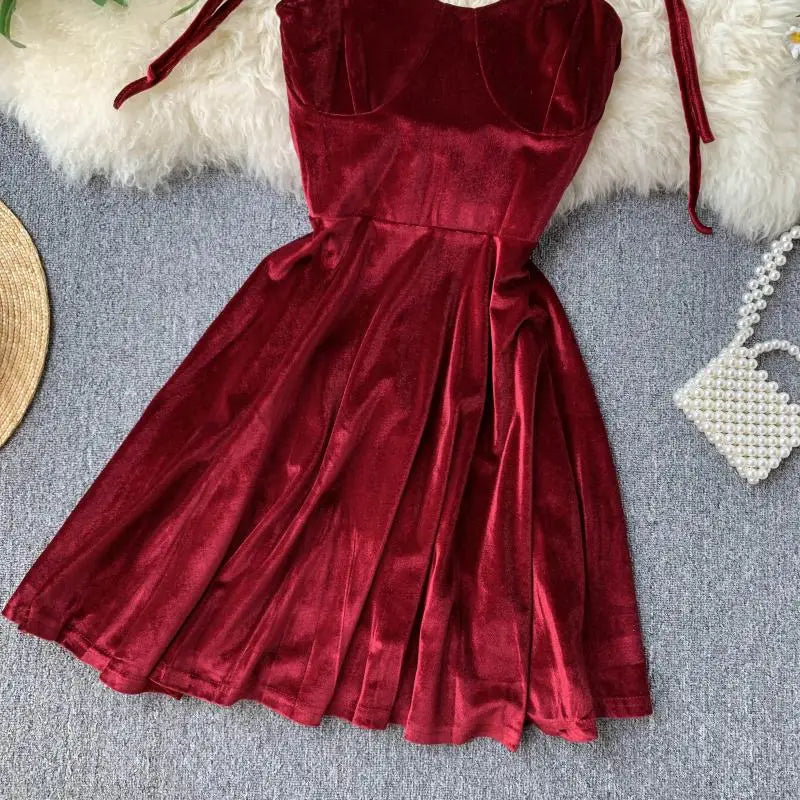 Cyflymder NEW YEAR DRESS TO IMPRESS Chic Fashion Sexy Straps Mini Dress Women High Waist Y2K Christmas Red Party Dress Korean Streetwear Autumn Vestidos