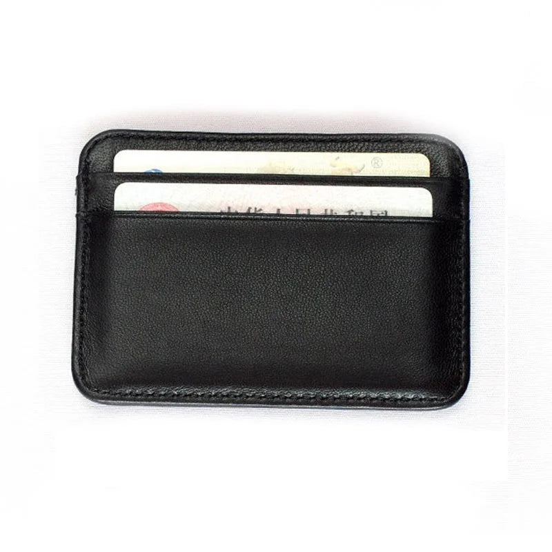 Cyflymder New 100% Sheepskin Genuine Leather Credit Card Case Mini ID Card Holder Small Purse For Man Slim Men's Wallet Cardholder