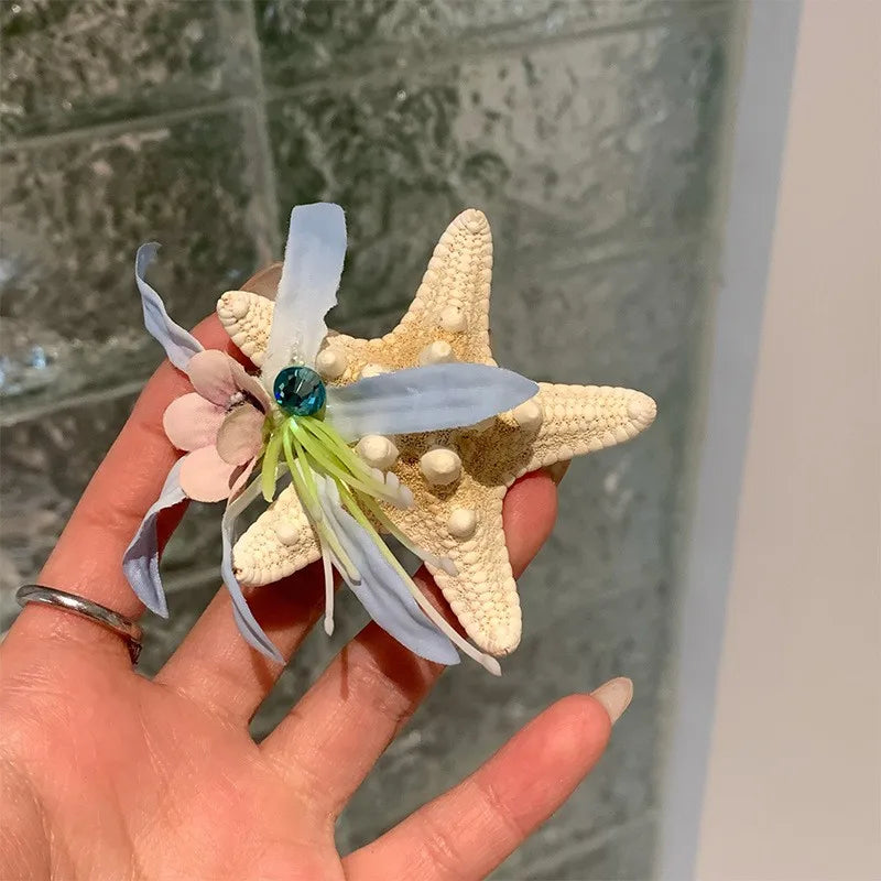 Cyflymder  New Ocean Starfish Series Hair Claw Flower Starfish Shell Hairpins Crab Hair Clips for Woman Vacation Beach Hair Accessories