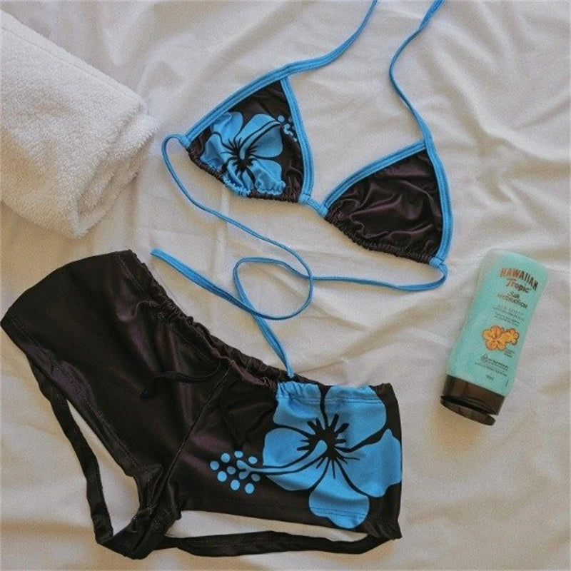 Cyflymder   Summer Sexy Split Bikini Women Swimsuit Black Hot Pants Sports Beach Style Swimwear New Y2k Fashion Bathing Suit Two Piece