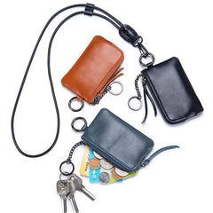 Cyflymder  Leather Coin Purse Mini Ultra-thin Small Zipper Cute Wallet Soft Cowhide Driver's License Key Bag Card Holder