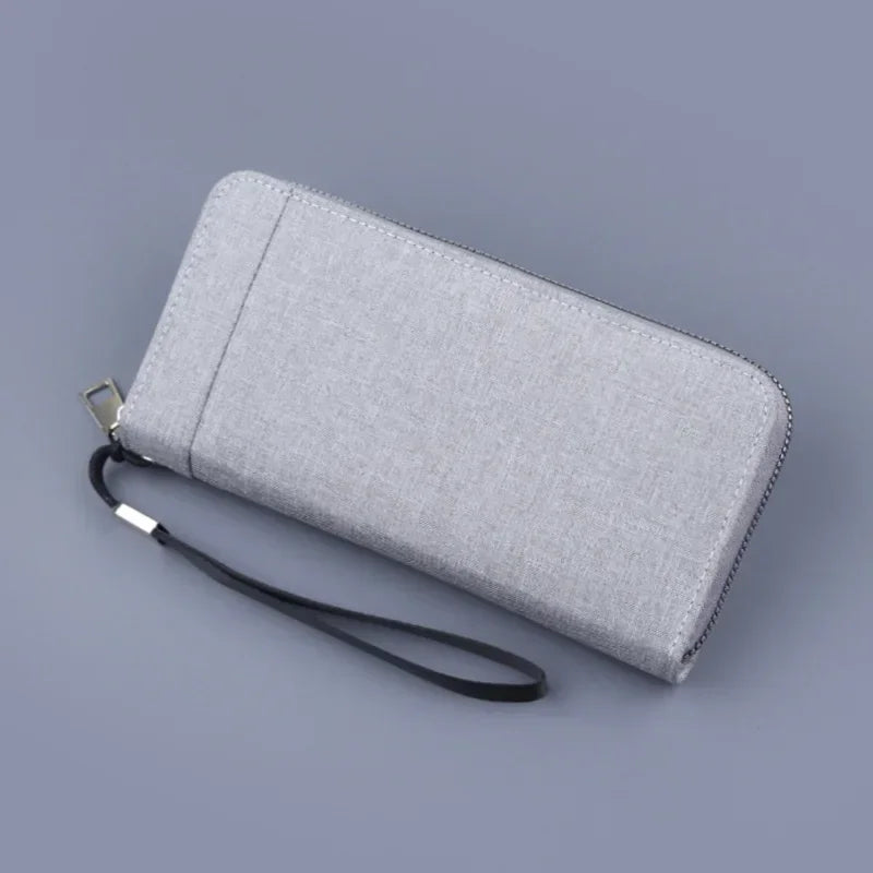 Cyflymder  Men Long Purse Simple Canvas Zipper Wallet Cellphone Handbag Business Multi Card Holder Male Wallet Case Money Card Bags
