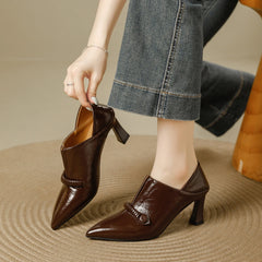 Women's Single Shoes 2025 Autumn and Winter New Versatile Comfortable Soft Leather Work Commuting High Heels