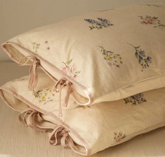 Cyflymder  Romantic pastoral flower bedding set,full queen king nordic rustic linen cotton home textile flat sheet pillow case quilt cover
