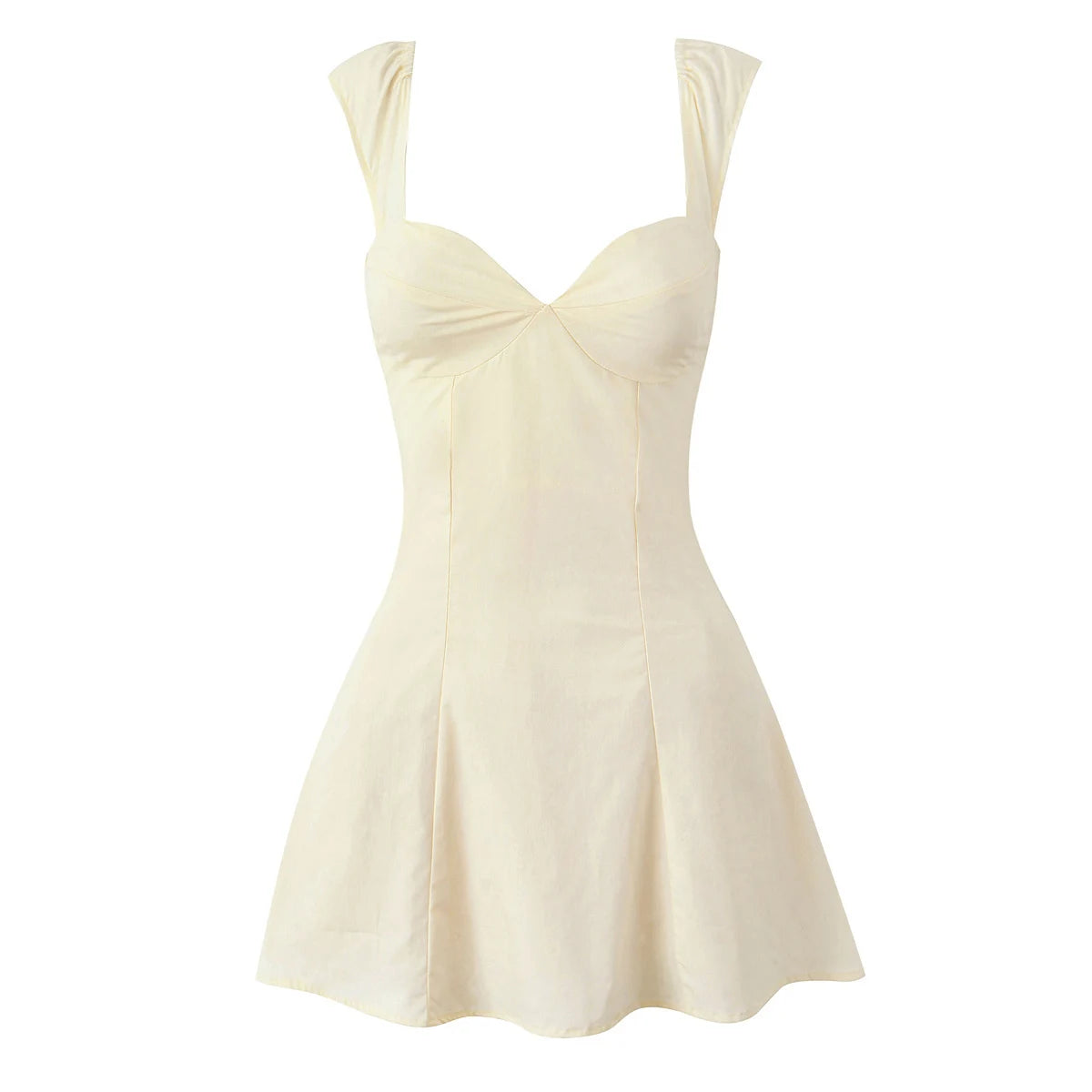 Cyflymder  Elegant Summer Beige Mini Dresses Women Sexy Strappy Cotton Ruffle Sleeveless Vocation Party Ladies Dress Vestidos New