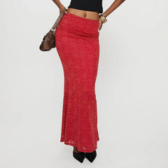 Cyflymder  Women Y2K Vintage Summer Bodycon Skirt Casual Floral Lace Elastic Skirt for Beach Vacation Club Streetwear