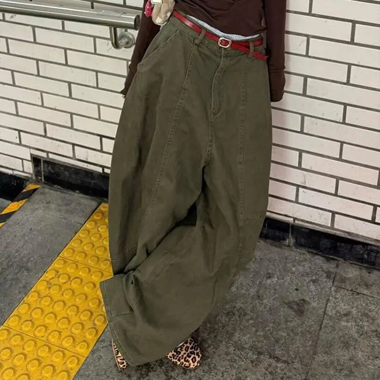 Cyflymder  Y2K American Large Size Waed Knife  Jeans Women's New Sle Spicy Bf Retro Floor Length Wide Leg Pants Casual High Waist