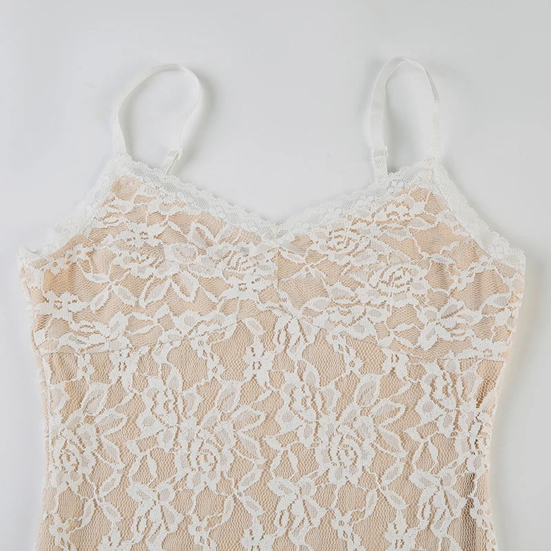 Cyflymder  Sexy Slim Lace Bodycon Dress Holiday Slash Neck Sleeveless Mini Dresses For Women 2025 Summer Fashion Streetwear Lady