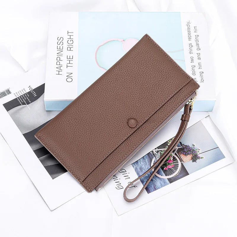 Cyflymder  Genuine Leather Women Long Wallet Female Wallets Ladies Clutch Cow Leather Coin Purse Credit Card Holder Wrist phone purse