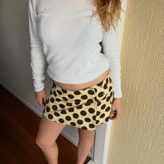 Cyflymder   new multi-color American retro polka dot denim skirt irregular high waist skirt