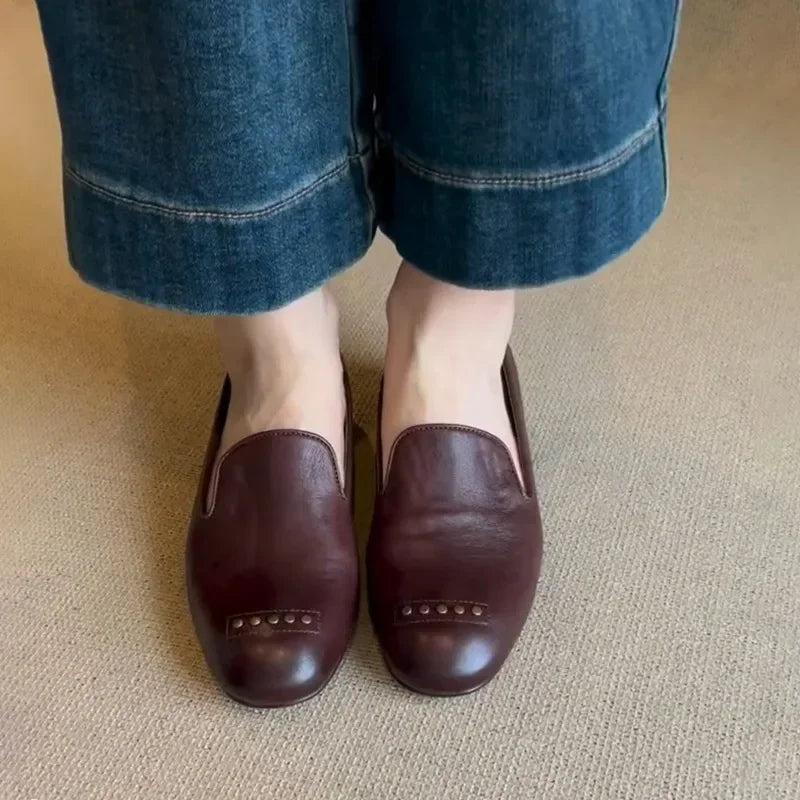 Cyflymder  Women Ballet Flats ShoesSlip on Loafers Soft Leather Women's Moccasins Shallow Boat Shoes Ballerina Zapatos Mujer
