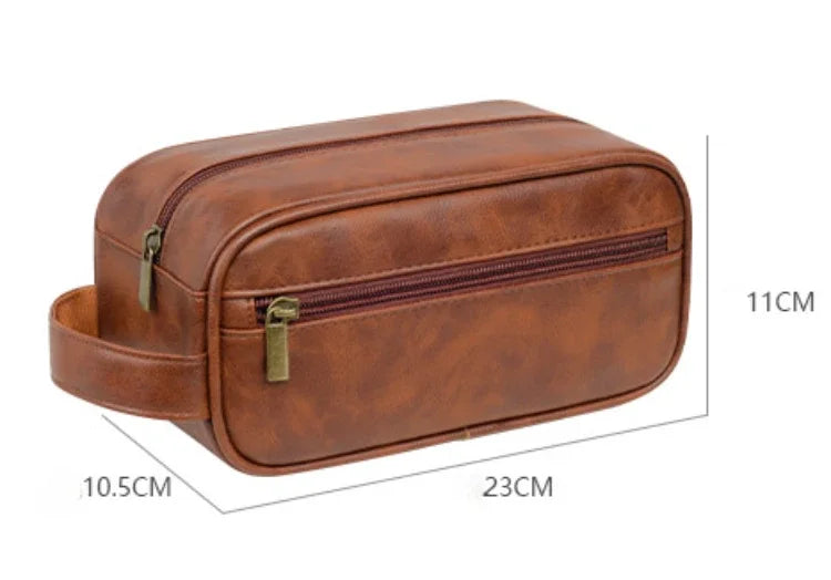 Cyflymder  Men's Business Trip Pu Toiletries Hand-held Makeup Bags Toiletries Storage Bag Makeup Storage Wash Bag