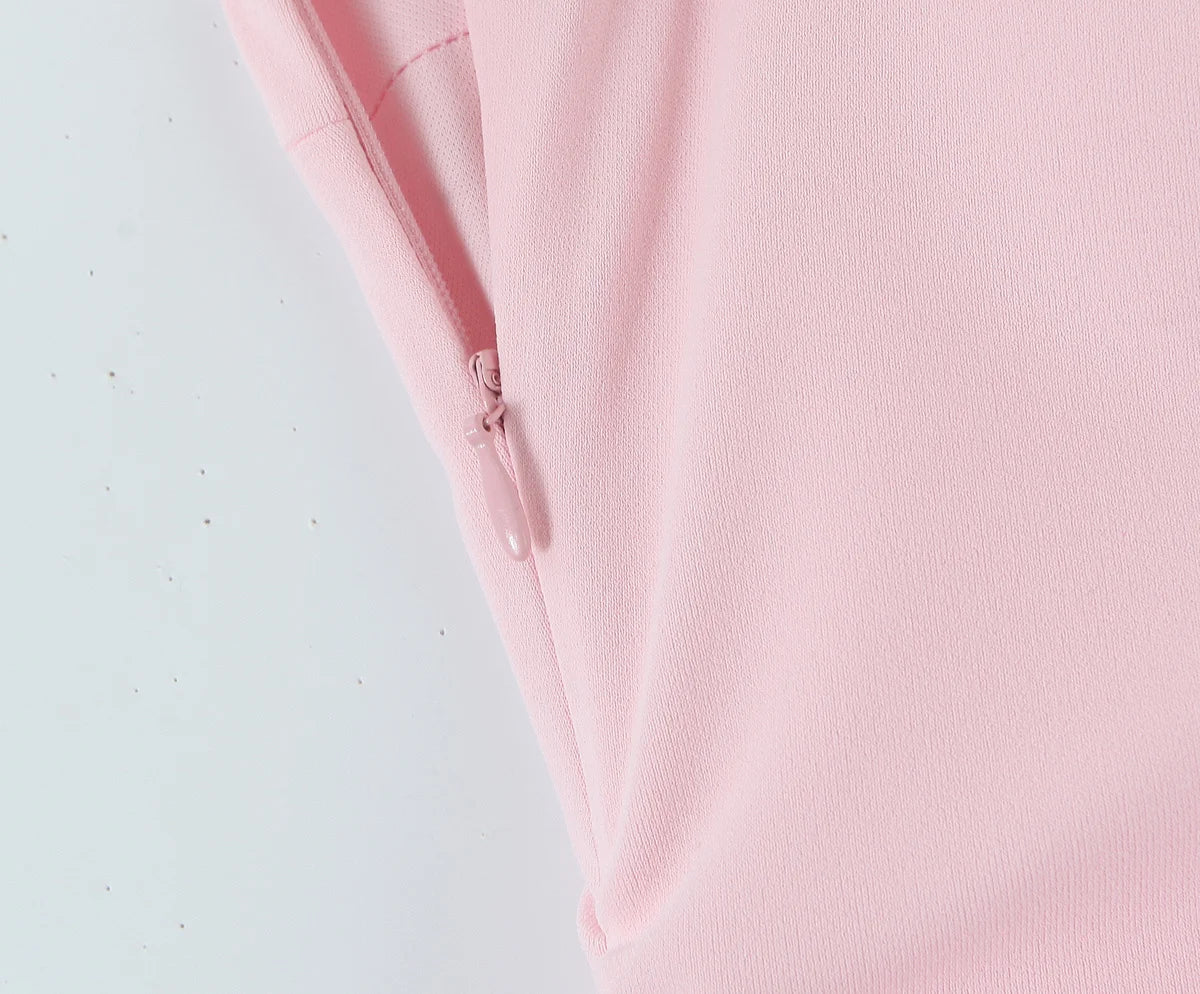 Cyflymder  Elegant Ruched Strapless Dress Women Sexy Pastel Pink Off Shoulder Side Zipper Midi Dress 2025 New Summer Party Evening Dresses
