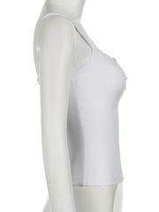 Cyflymder  Casual Solid Pockets Camis Top Sexy Slim Slash Neck Sleeveless Tank Toops Women 2024 Summer Fashion Streetwear Ladies