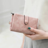 Cyflymder New Wallet Women's Short Korean Cute Buckle Double Discount Multi Card Change Handbag