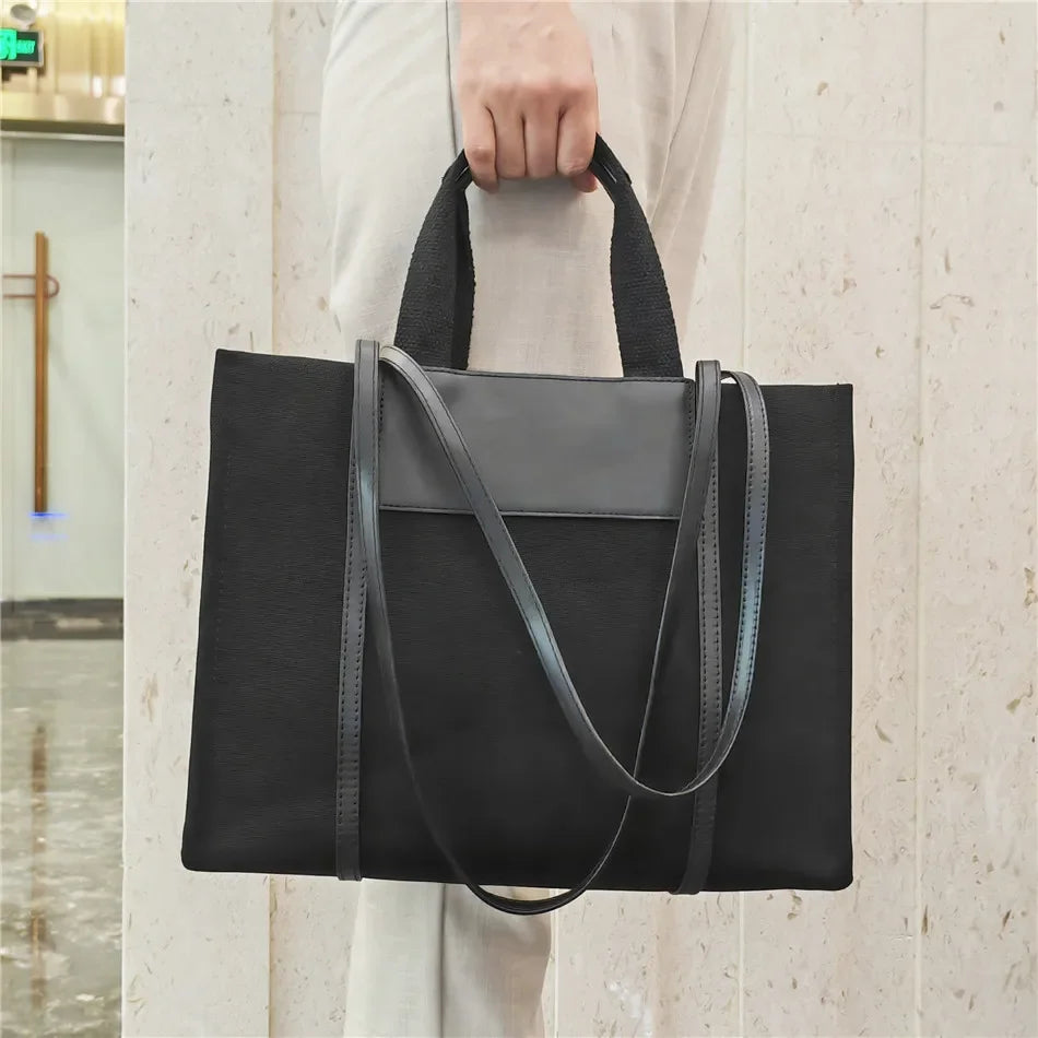 Cyflymder  Large Canvas Bag For Women Handbags Commuting big Tote Bag ladies Portable Business Briefcase female Shoulder Bags bolsas black