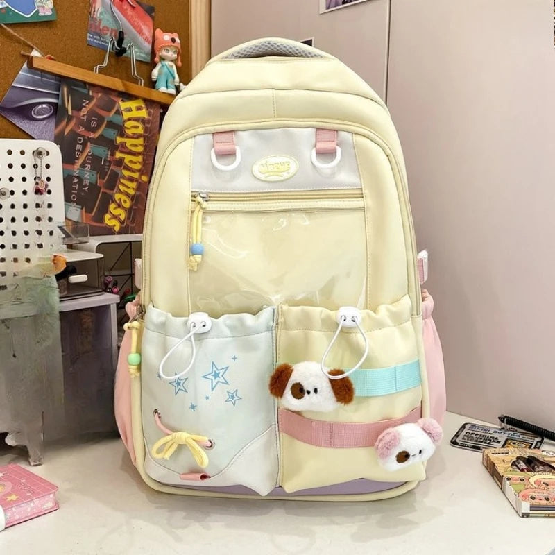 Cyflymder  Patchwork Contrast Color Kawaii Chic Schoolbags High-capacity Preppy Pockets Backpack All Match Y2k Backpacks for Women Students