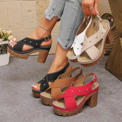 Cyflymder  Women's Summer Fashion Sandals Platform High Heel Outdoor Elegant Wedding Shoes Bridal Buckle Strap Sandals 7675