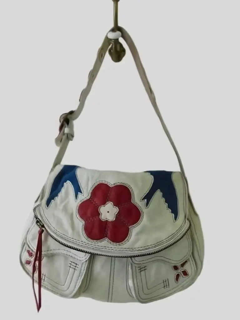 Cyflymder  Harajuku Flame Floral Aesthetic Saddle Bag Women Fashion Versatile Shoulder Crossbody Purse Ladies Commuter Spacious Tote Bag