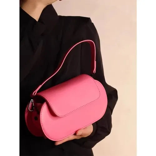 Cyflymder  Korean Style Vintage Rose Red Handbag Women Versatile Casual Simple Crossbody Bag Ladies Fashion Leather Baguette Shoulder Bag